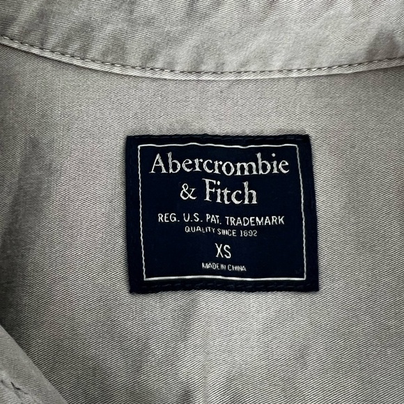 Abercrombie & Fitch Stretch Cotton Canvas Utility Chest Pocket Shirt Gray Drab - Picture 5 of 7